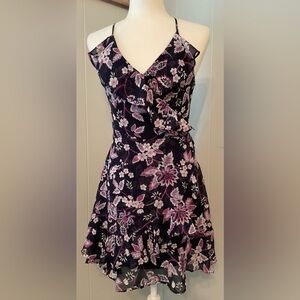 Miami Black and Pink Floral Midi Dress